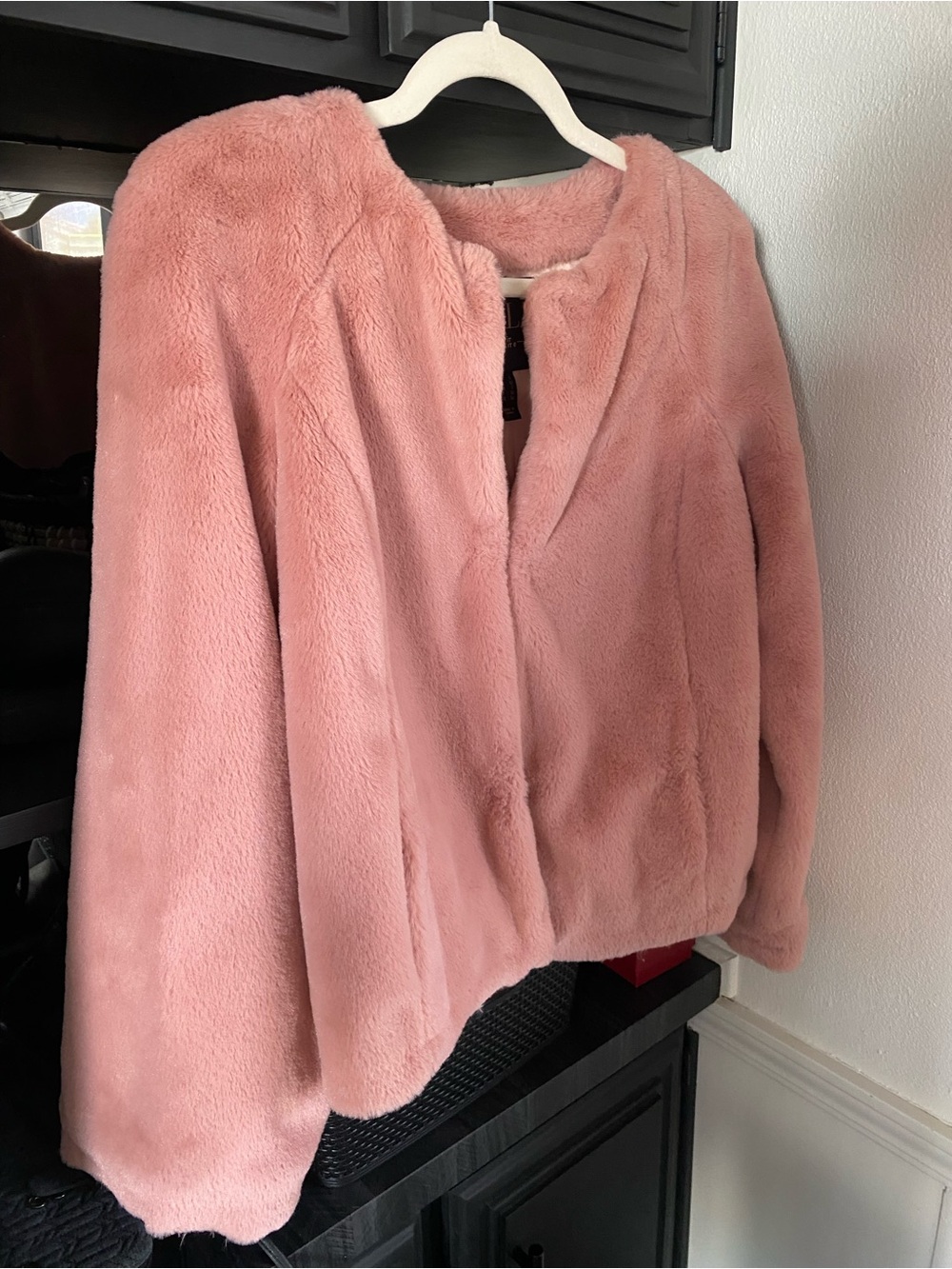 G.I.L.I. Plush Faux Fur Jacket in Dusty Pink